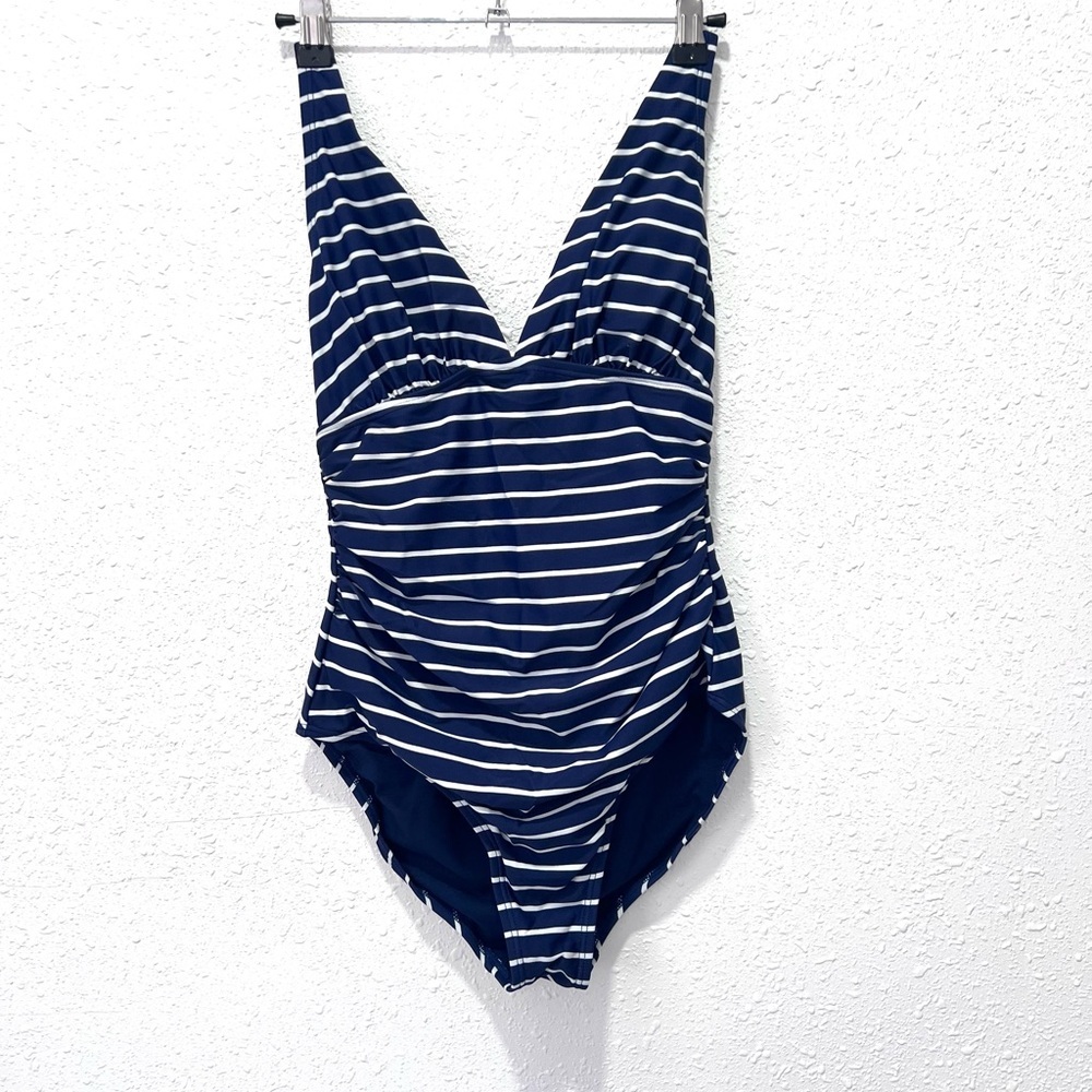 GAP Navy and White Striped One-Piece Swimsuit
